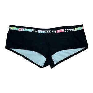 OP Ocean Pacific Swim Bottom Womens 2XL Black Boyshort Houndstooth Waistband